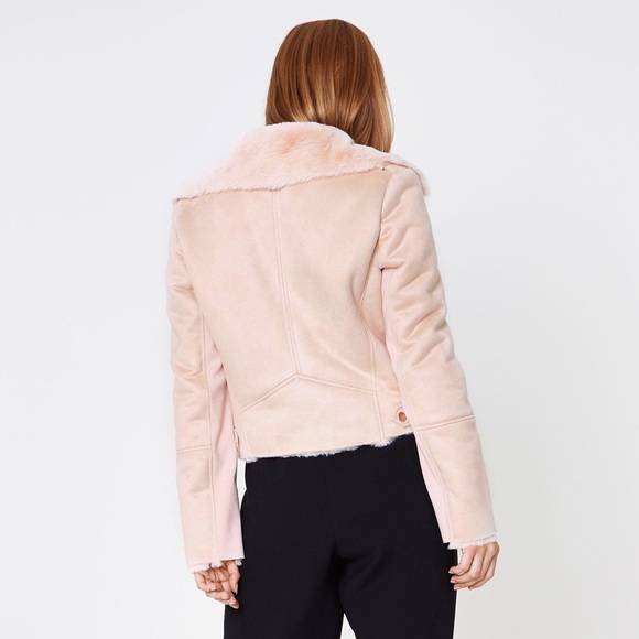 River Island Shearling Faux Suede Biker Jacket 0P - Picture 2 of 10